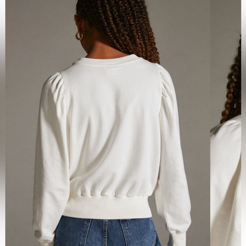 Anthropologie Embroidered Puff-Sleeve Sweatshirt - Picture 4 of 12